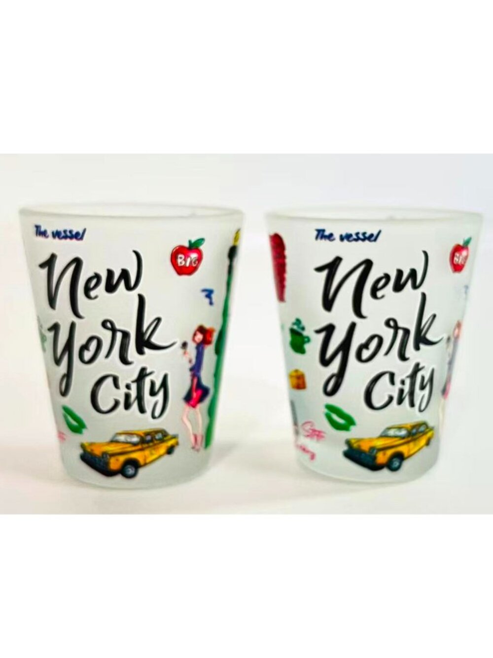 2 pcs New York Statue of Liberty 2.5" Shot Glasses Collectible Souvenir - Taxi
